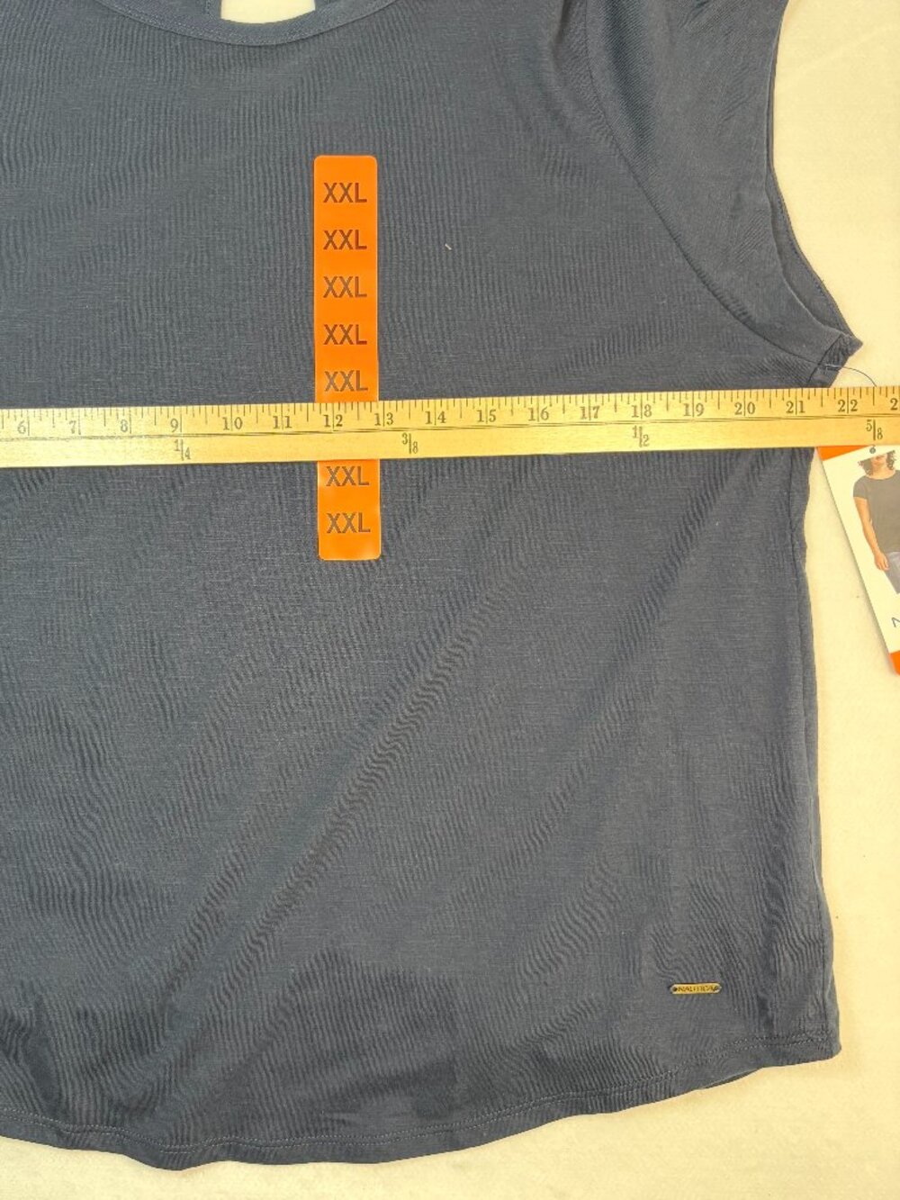 Nautica Navy Blue Keyhole Back Tee Short Sleeve Athleisure Preppy Sporty XXL - Picture 6 of 6